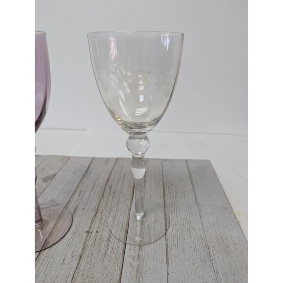 Vintage Set Of 2 Purple Clear Wine Water Glasses 9 1/4" - Picture 6 of 6